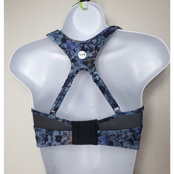TYR Womens Competitor Sports Bra S Racerback Mesh Abstract Floral Print - Picture 2 of 4